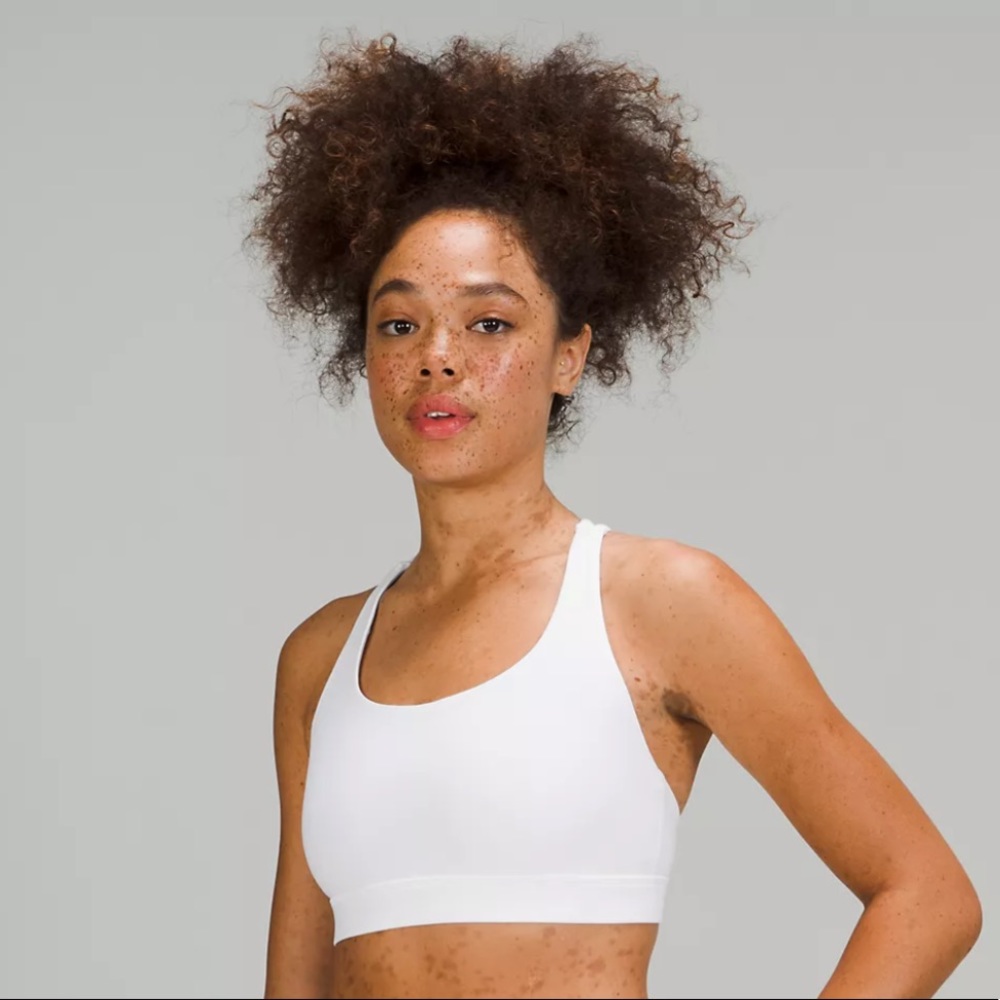 Lulu lemon energy bra, medium support in white.
